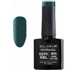 Elixir Semigel Ημιμόμινο Βερνίκι 971 Moss Glitter 8ml