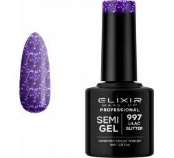 Elixir Semigel Ημιμόμινο Βερνίκι 997 Lilac Glitter 8ml
