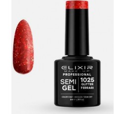 Elixir Semigel Ημιμόμινο Βερνίκι 1025 Glitter Ferrari 8ml