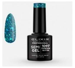 Elixir Semigel Ημιμόμινο Βερνίκι 1098 Steel Blue Glitter 8ml