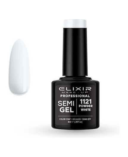 Elixir Semigel Ημιμόμινο Βερνίκι 1121 Powder White 8ml